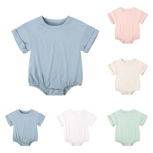 Delliss Unisex Baby Boy Girl Clothes Infant Summer Oversized Bubble Romper Toddler Baby Plain Short Sleeve Jumpsuit