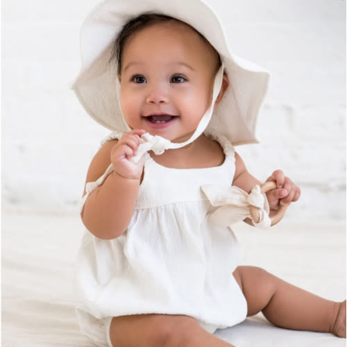 Caspia Seersucker Bubble Romper - Coconut