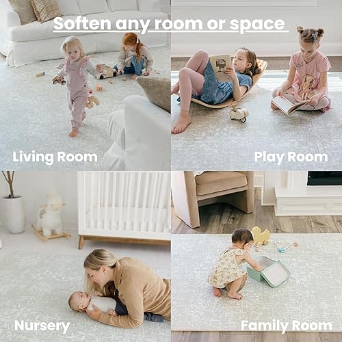 Little Landings Baby Play Mat for Floor - Eden (6x6ft) - Premium EVA Foam Play Mat for Babies & Toddlers (Ages 0-5+) - Non-Toxic Playmat for Tummy Time, Crawling & Playroom - Stylish & Comfortable