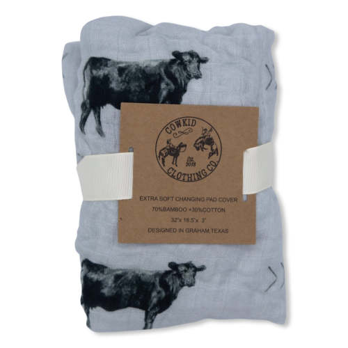 Gray Angus Bamboo Muslin Changing Pad Cover