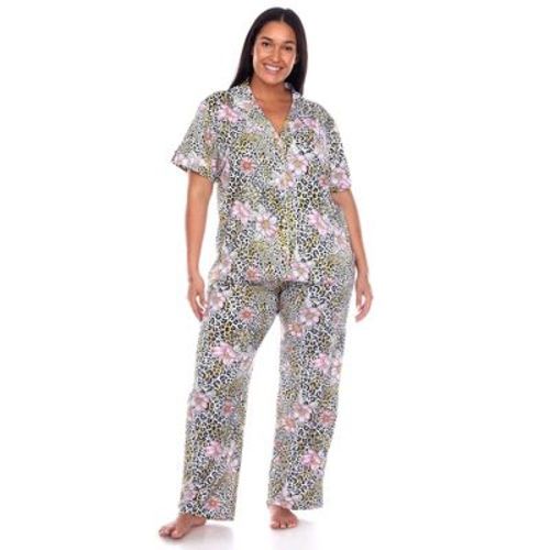Women's Plus Size Short Sleeve Top and Pants Pajama Set - White Mark