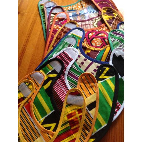 African kente Ankara cotton print Baby's bib with grip fastening