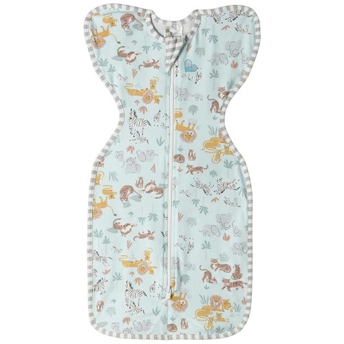 Love to Dream Swaddle UP, Sleep Sack 0-3 Months, Self-Soothing, Improves Sleep, Snug Fit Helps Calm Startle Reflex, Baby Essentials Must Haves Newborn, 1.0 TOG, 13-19 lbs, Safari Green