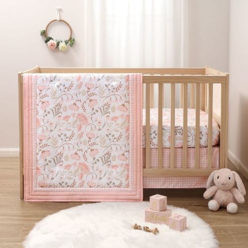 The Peanutshell Crib Bedding Set for Baby Girls, Whimsical Floral, 3 Pieces