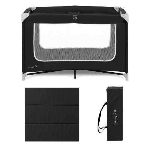 Dream On Me Zodiak Portable Playard with Carry Bag & Shoulder Strap, Black