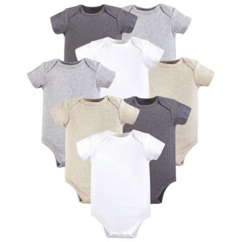 Hudson Baby Cotton Bodysuits 8pk, Heather Gray, 0-3 Months
