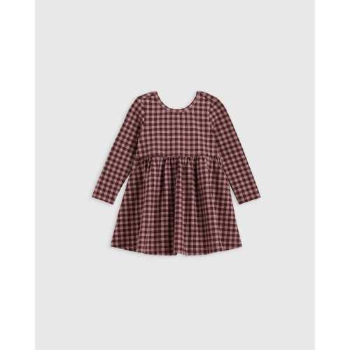 Organic Cotton Long Sleeve Skater Dress in Check