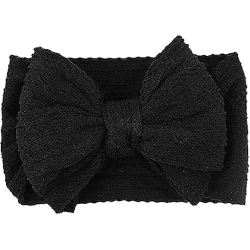LemonSpace Handmade Baby Girls Bows Soft Stretchy Nylon Hair Bands Hair Accessories Baby headbands with Bows for Newborn Baby Girls Infant Toddlers Kids(Black)