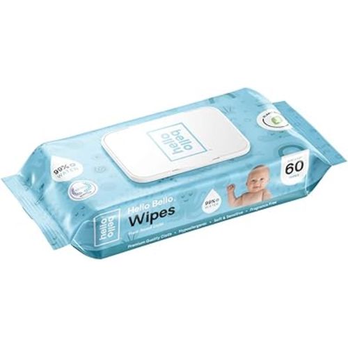 Hello Bello Baby Wipes I Plant Based Wipes for Sensitive Skin Made with 99% Water and Aloe for Babies and Kids I Unscented I 360 Count (6 Packs of 6)