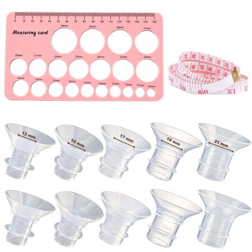 10PACK Flange Inserts 13/15/17/19/21mm, Silicone Flanges Insert Kit for 24mm Flange/Shield, Pumping Essentials Kit for Moms, Reduce 24mm Nipple Tunnel Down to 13/15/17/19/21mm