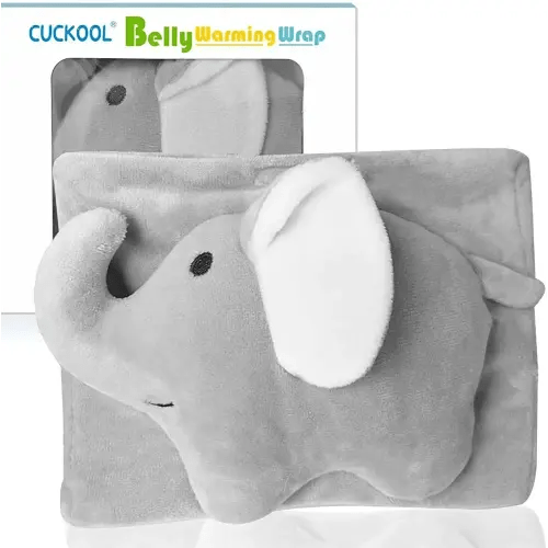 Cuckool Baby Colic, Gas and Upset Stomach Relief, Baby Heated Tummy Wrap, Infant Swaddling Belly Belt with Soothing Warmth (Elephant)
