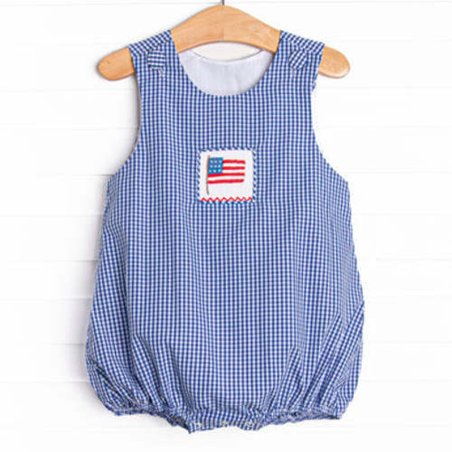 Land I Love Smocked Bubble, Blue – Stitchy Fish