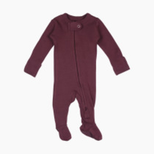 L'ovedbaby Organic 2-Way Zipper Footie - Plum, 3-6 M