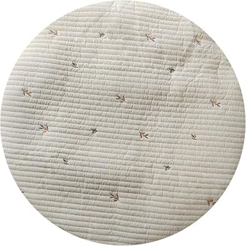Lovely Kids Play Mat Round Crawling Mat Nursery Rug with Embroidery Print Removable Washable Baby Floor Carpet Pad