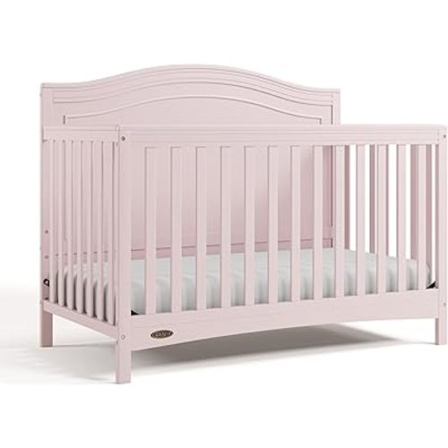 Graco Paris 4-in-1 Convertible Crib - GREENGUARD Gold Certified, Converts to Toddler Bed, Daybed and Full Bed, Fits Standard Crib Mattress, Adjustable Mattress Base, Blush