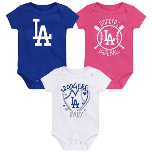 Infant Los Angeles Dodgers Blue Slide Home Three-Piece Bodysuit Set
