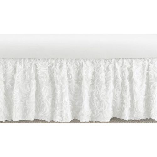 Sweet Jojo Designs Girl Baby Crib Bed Skirt Rose Collection Solid White