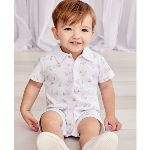 Baby Bunny Patch Blue Short Playsuit