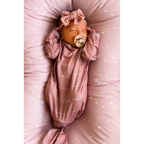 Solid Light Dusty Rose Personalized Newborn Baby Knot Gown