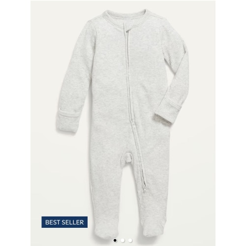 Ribbed 2-Way-Zip Sleep & Play Footed One-Piece for Baby - Color: Light Heather Gray, 
Size: 0-3 months