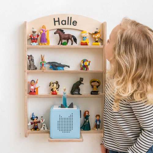 Toniebox shelf with Personalized name Tonie Regal Shelf Organizer Magnetic for Tonie Box Characters Display 25 Tonie Figures Toniebox
