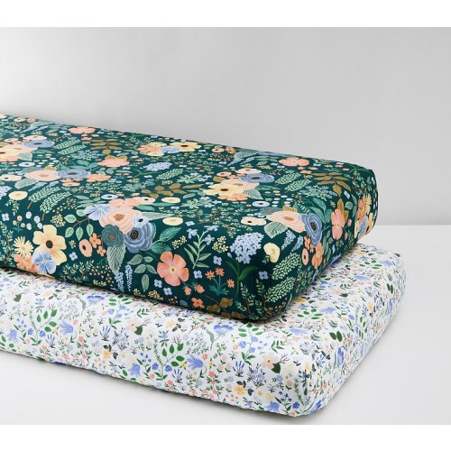 Rifle Paper Co. Floral Crib Fitted Sheets, Set of 2