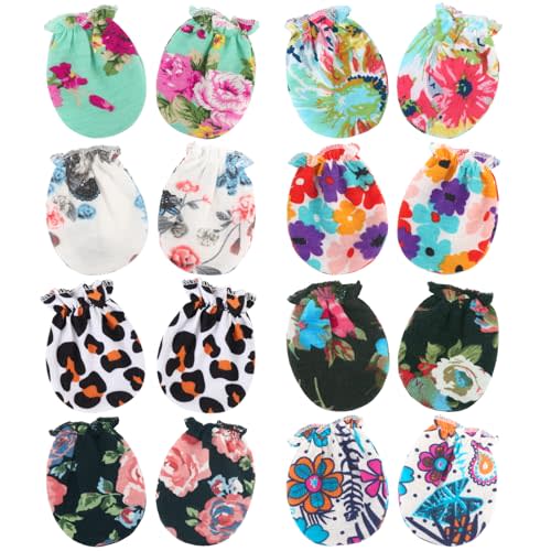 BQUBO Newborn Infant Toddler Mittens No Scratch Cotton Elastic Wrist Gloves Hypoallergenic for 0-6 Months Baby Boys Girls
