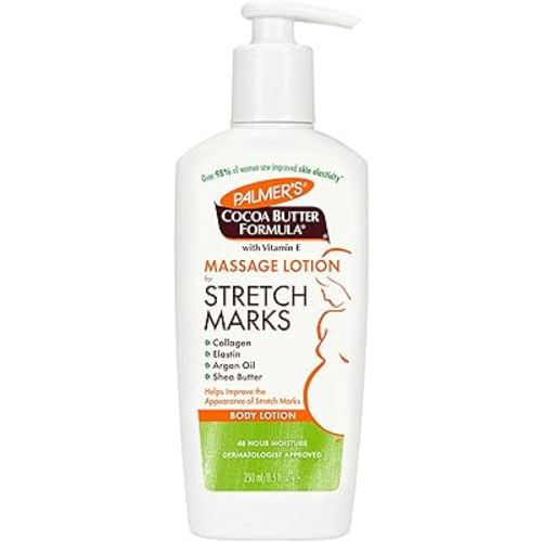 Palmer's Cocoa Butter Formula Massage Lotion For Stretch Marks, Pregnancy Skin Care, Belly Cream with Collagen, Elastin, Argan OIl and Shea Butter, 8.5 Ounces
