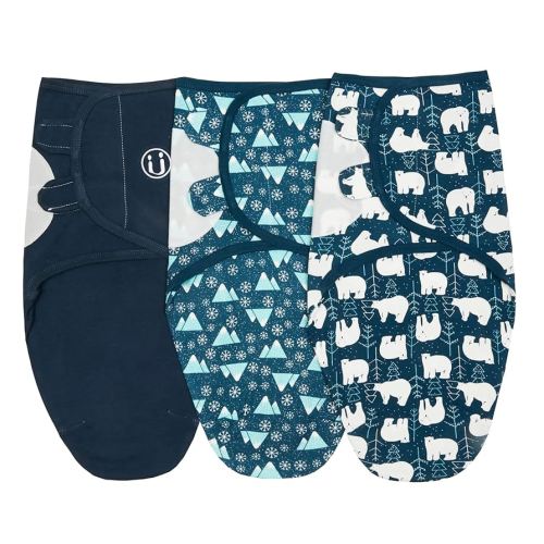insular Swaddle Blanket, Baby Swaddle Wrap for Newborn and Infant, Adjustable Swaddle Set for Boy and Girl, Soft Cotton Baby Sleep Sack 3 Pack Small(0-3 Month), Polar Bear