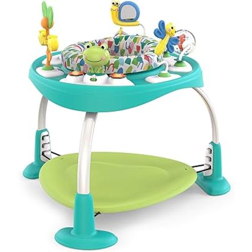 Bright Starts Bounce Bounce Baby 2-in-1 Activity Center Jumper & Table - Playful Pond (Green), 6 Months+
