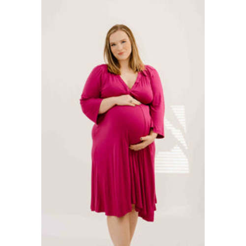 Lila Labor & Postpartum Gown in Raspberry Red