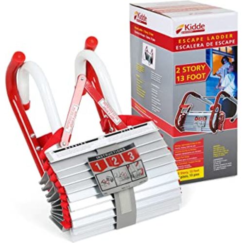 Kidde Fire Escape Ladder, 2-Story Rope Ladder, Extends to 13-Feet, Anti-Slip Rungs