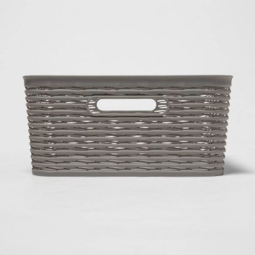 Wave Medium Storage Bin Gray - Brightroom™: Polypropylene, 11 Volume, Cut-Out Handles, 13 Inch Cube Compatible