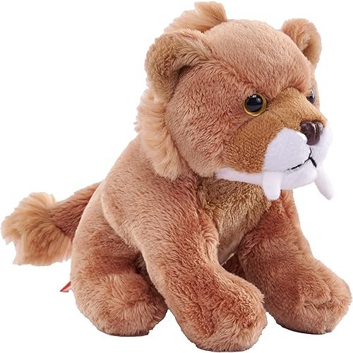Wild Republic Pocketkins Eco Smilodon, Stuffed Animal, 5 Inches, Plush Toy, Made from Recycled Materials, Eco Friendly
