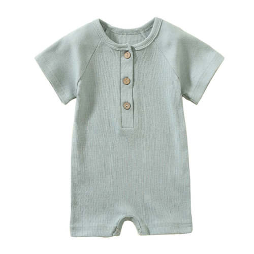 Basic Summer Button Romper in Sage - Size: 6m