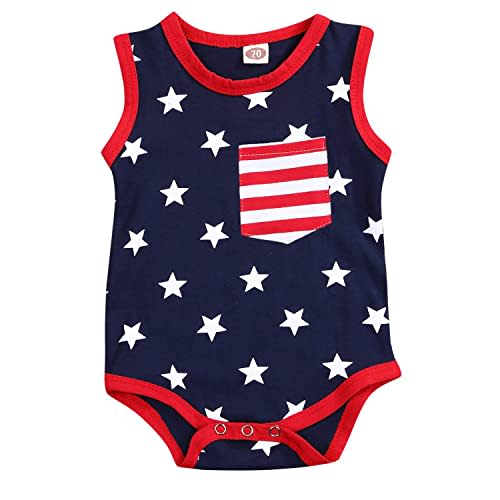 MAMAMI 4th Of July Romper Newborn Baby Girls Boys American Flag Bodysuit Summer Outfits 0-18M