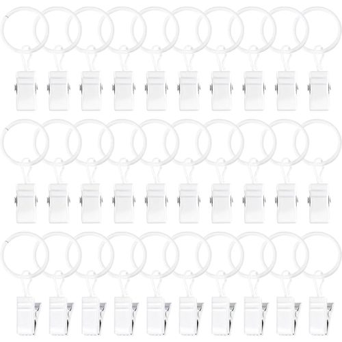 POVETIRE 30 Pack 2.5 Inch Wood Rings with Clips for Hanging Baby Headband Hair Accessories Baby Bib NecklaceJewelry Hat Holder