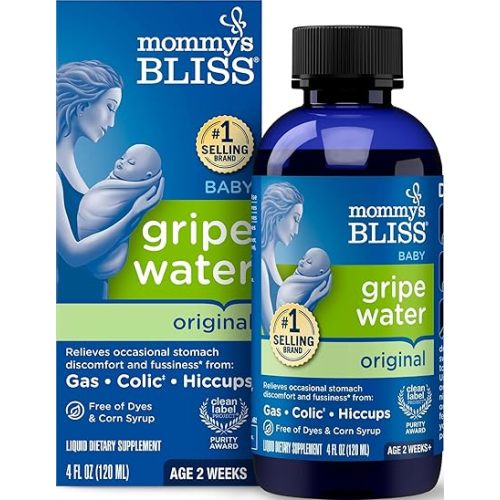 Mommy's Bliss Gripe Water Original, Infant Gas & Colic Relief, Gripe Water for Babies, Gentle & Safe, 2 Weeks+, 4 Fl Oz (Pack of 1)