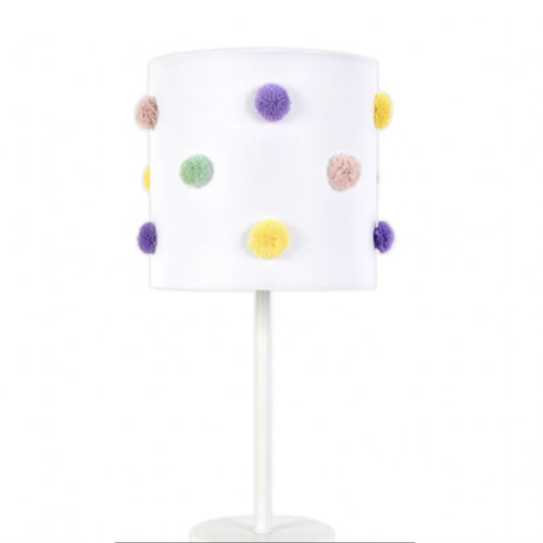 Tiny Dreamers Multicolor Pom-Pom Metal Small Lamp, 16"