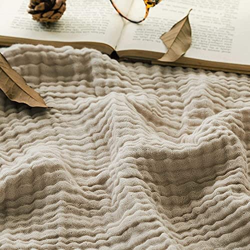 EMME Muslin Baby Blankets 100% Cotton 6-Layer Swaddle Baby 47"x47" Lightweight Soft Breathable Baby Blanket for Toddler, Infant, Newborn, Boys and Girls All Season Gauze Blanket, Light Tan