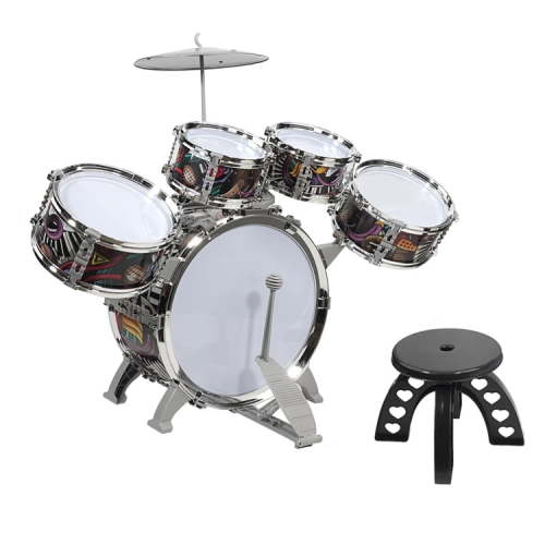 Upgraded Kids Drum Set with Light-Up Stars – Toddler Drum Kit for Ages 1-5, Realistic Jazz Drum Toy with Bass Pedal, Stool & Cymbal – Musical Learning Toys for Boys & Girls