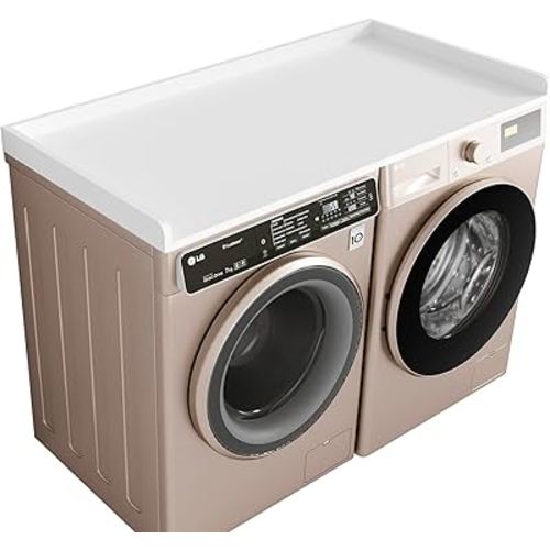 Kaboon Washer Dryer Countertop, Melamine Countertop with Edge Rails - 27.5" Depth x 54" Width Laundry Room Organization，White
