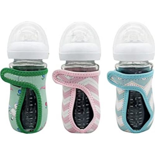 3 Pack 8oz Neoprene Bottle Sleeves for Philips AVENT Natural Glass Bottles, Adjustable Sleeves ¨C Improved Heat/Cold Retention ¨C Moisture, Non-Slip Grip (bottle not included)(unicorn)