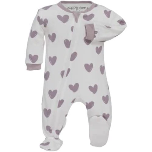 ZIPPYJAMZ Baby Sleepers, Organic GOTS Cotton, Footed Pajamas with Inseam Zipper