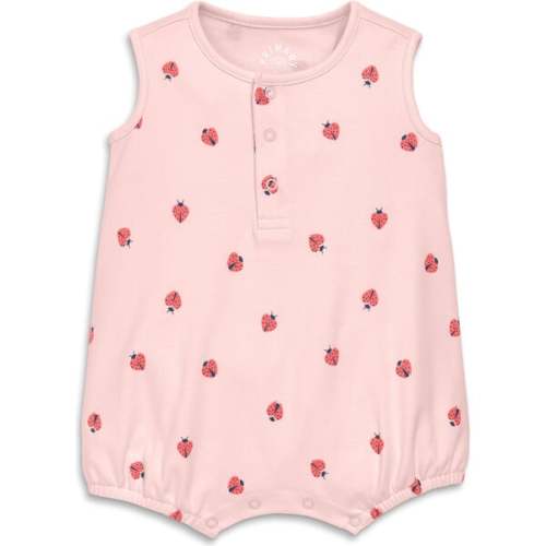 Baby Organic Henley Tank Shortie In Baby Bugs, Light Blossom Ladybugs - Primary | Maisonette
