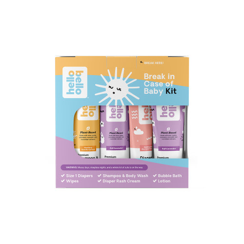 Hello Bello Break in Case of Baby Kit, Unisex Infant Bathing and Diaper Care Gift Set