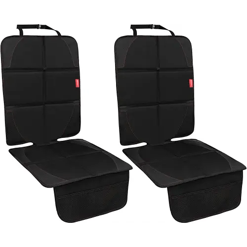 Car Seat Protector, 2 Pack Carseat Protector with Thick Padding, Baby/Pets for Child Car Seat-Mesh Pockets-Waterproof-Universal Size(Black)