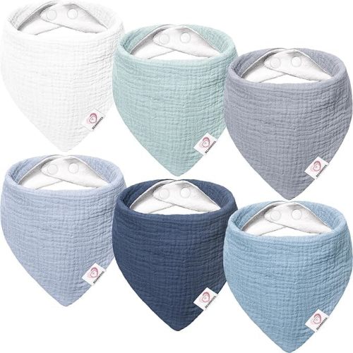 Bearmoss Muslin Baby Bibs 8 Pack Soft Bandana Bibs for Drooling & Teething, Absorbent Burp Cloths with Adjustable Snaps