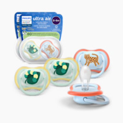 Philips Avent Ultra Air Pacifier 0-6M (4 Pack) - Caterpillar / Leopard, 0-6M