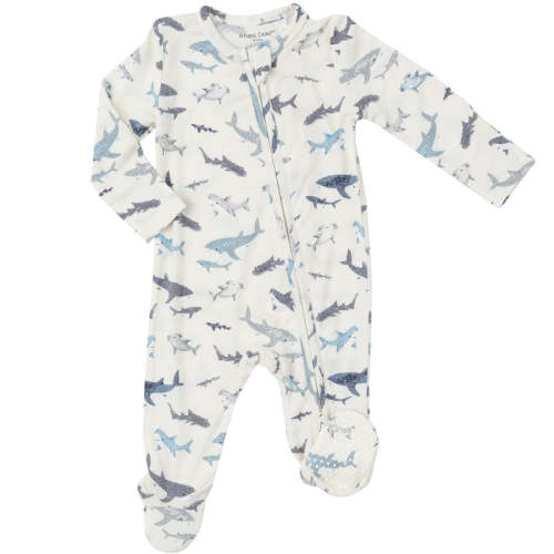 Angel Dear Bamboo 2-Way Zipper Footie - Sharks